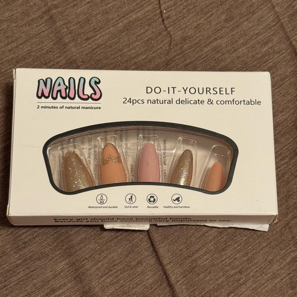 Nude Tones and Glitter Press On Nails